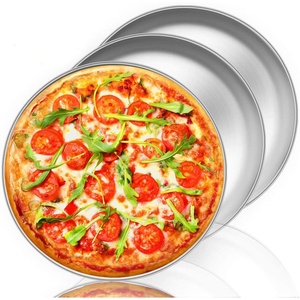 image:imageTeamFar Pizza Pan 12 inch Pizza Pan Set Stainless Steel Round Pizza Oven Pans Tray for Baking Serving Healthy amp Heavy Duty Dishwasher Safe amp Easy Clean  Set of 212IN 3PCS
