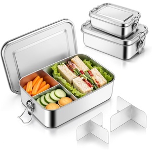 image:imageTeamFar Stainless Steel Bento Box 28oz850ML Metal Lunch Box with LeakProof Lid for AdultsKids Lunch Food Containers with 3 Compartments for SchoolWorkMeal Prep Heavy Duty amp Dishwasher Safe3