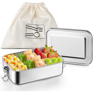 image:imageTeamFar Stainless Steel Bento Box 47oz1400ML Large Metal Bento Lunch Box Container for AdultsKids for HomeSchoolOfficeTravel With 2 Removable Dividers LeakProof amp Dishwasher Safe1400ML