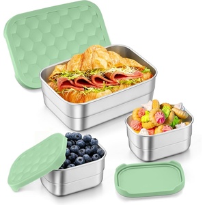image:imageTeamFar Stainless Steel Lunch Box Food Snack Storage Bento Containers with Silicone Lids for Kids Adults to School Work Kids Friendly amp Dishwasher Safe LeakProof amp Easy Open 25OZ  8OZ2 GreyGreen