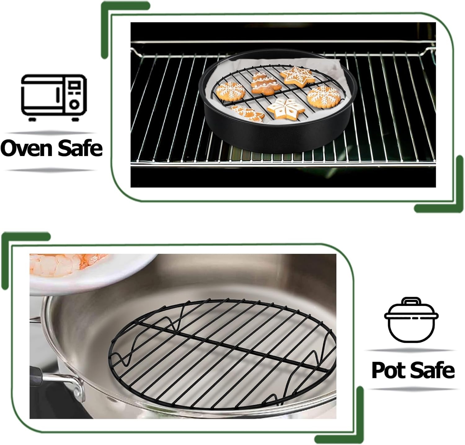 image:imageTeamFar 105 Inch NonStick Cooling Rack Round Coated Stainless Steel Cooking Wire Rack Set of 2 for BakingRoastingSteamingCooling Healthy amp HeavyDuty Oven Safe amp Easy to Clean2