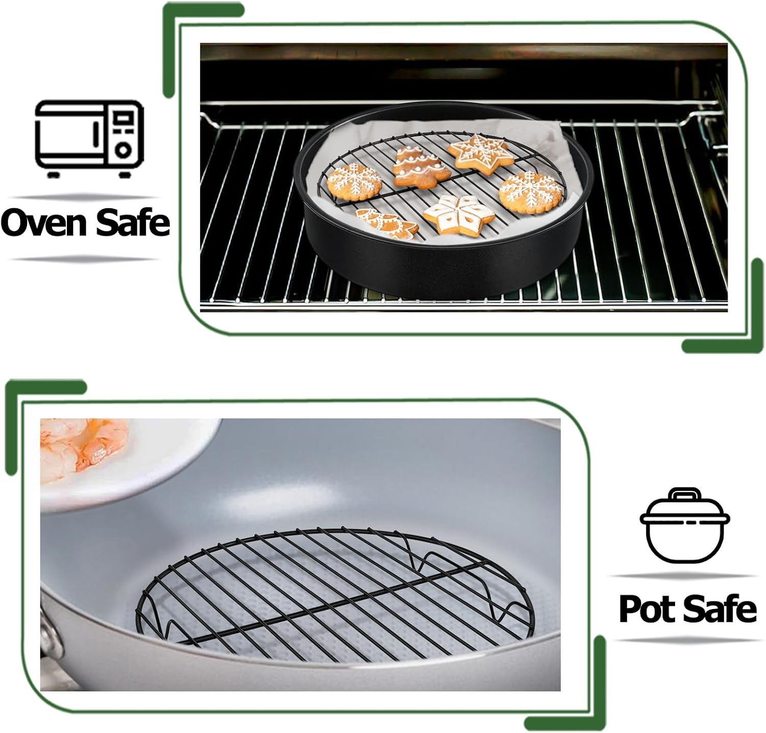 image:imageTeamFar 105 Inch NonStick Cooling Rack Round Coated Stainless Steel Cooking Wire Rack Set of 2 for BakingRoastingSteamingCooling Healthy amp HeavyDuty Oven Safe amp Easy to Clean2