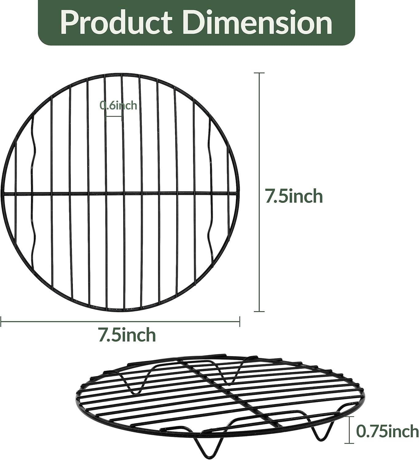image:imageTeamFar 105 Inch NonStick Cooling Rack Round Coated Stainless Steel Cooking Wire Rack Set of 2 for BakingRoastingSteamingCooling Healthy amp HeavyDuty Oven Safe amp Easy to Clean2