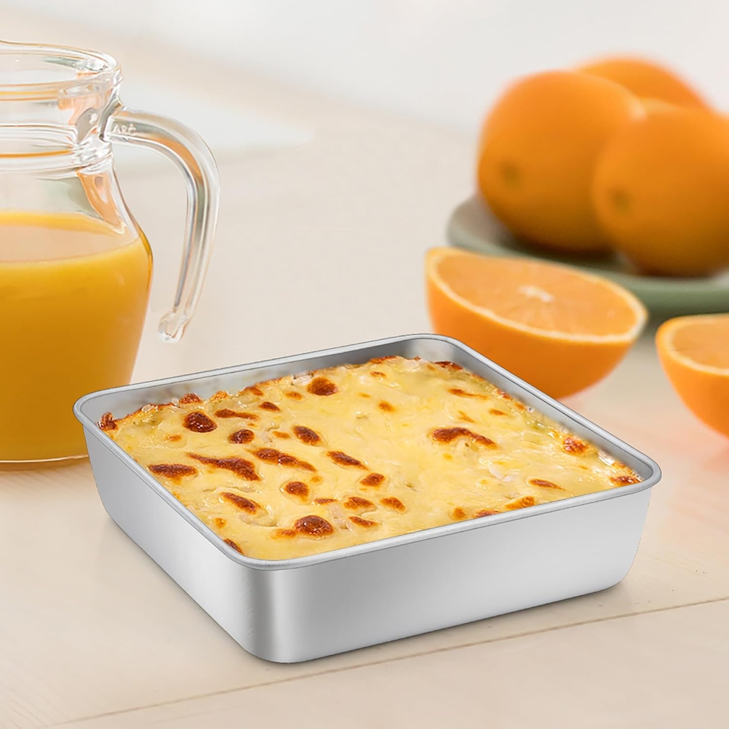 image:imageTeamFar 6 Inch Square Cake Pan Stainless Steel Square Baking Pan for Lasagna Cake Brownie Healthy amp Heavy Duty Dishwasher Safe amp Easy Clean Brushed Surface amp Smooth Edge Set of 21