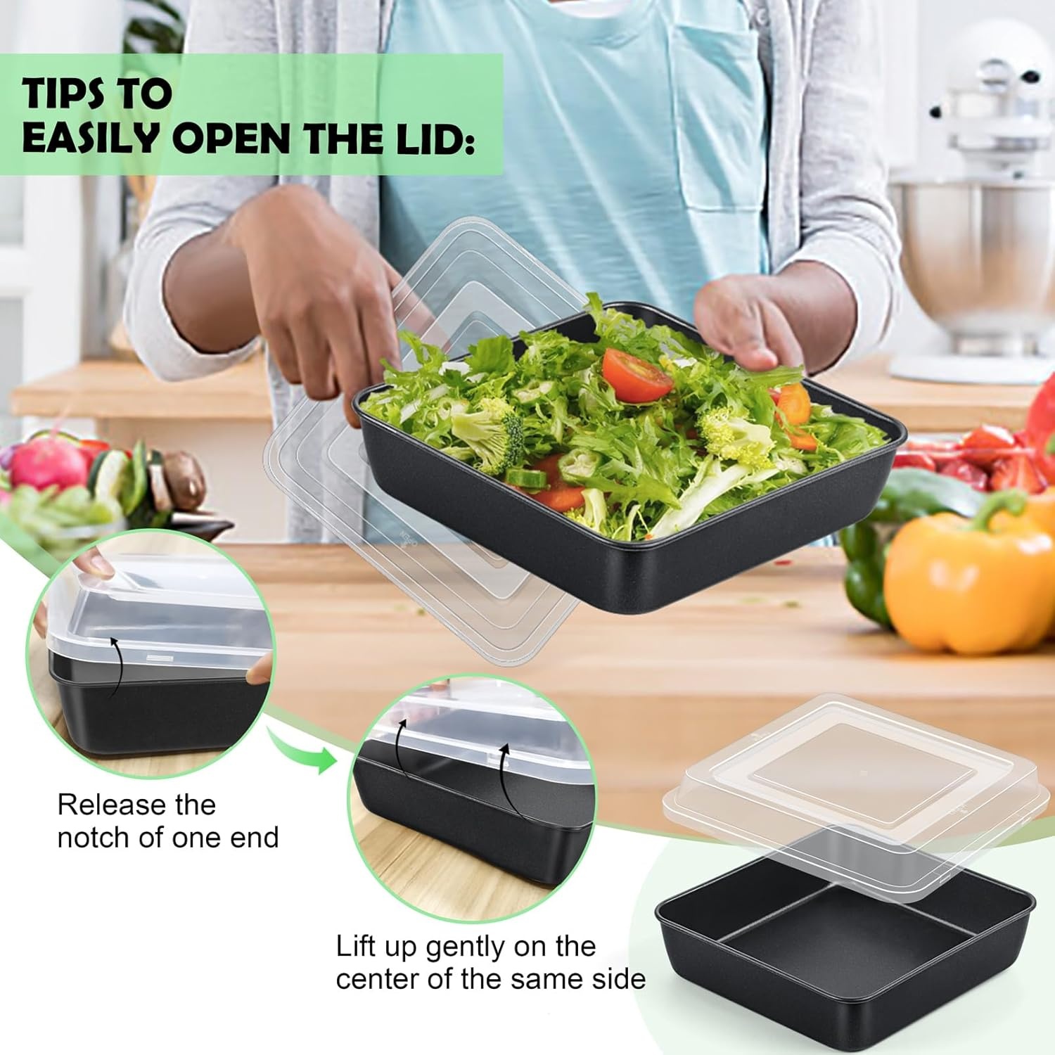 image:imageTeamFar 9x9 Inch Square Cake Pan with Lid NonStick Square Baking Roasting Pan with Stainless Steel Core for Cooking Brownie Lasagna NonToxic amp HeavyDuty Release amp Clean Easily 1 Pan1 Lid