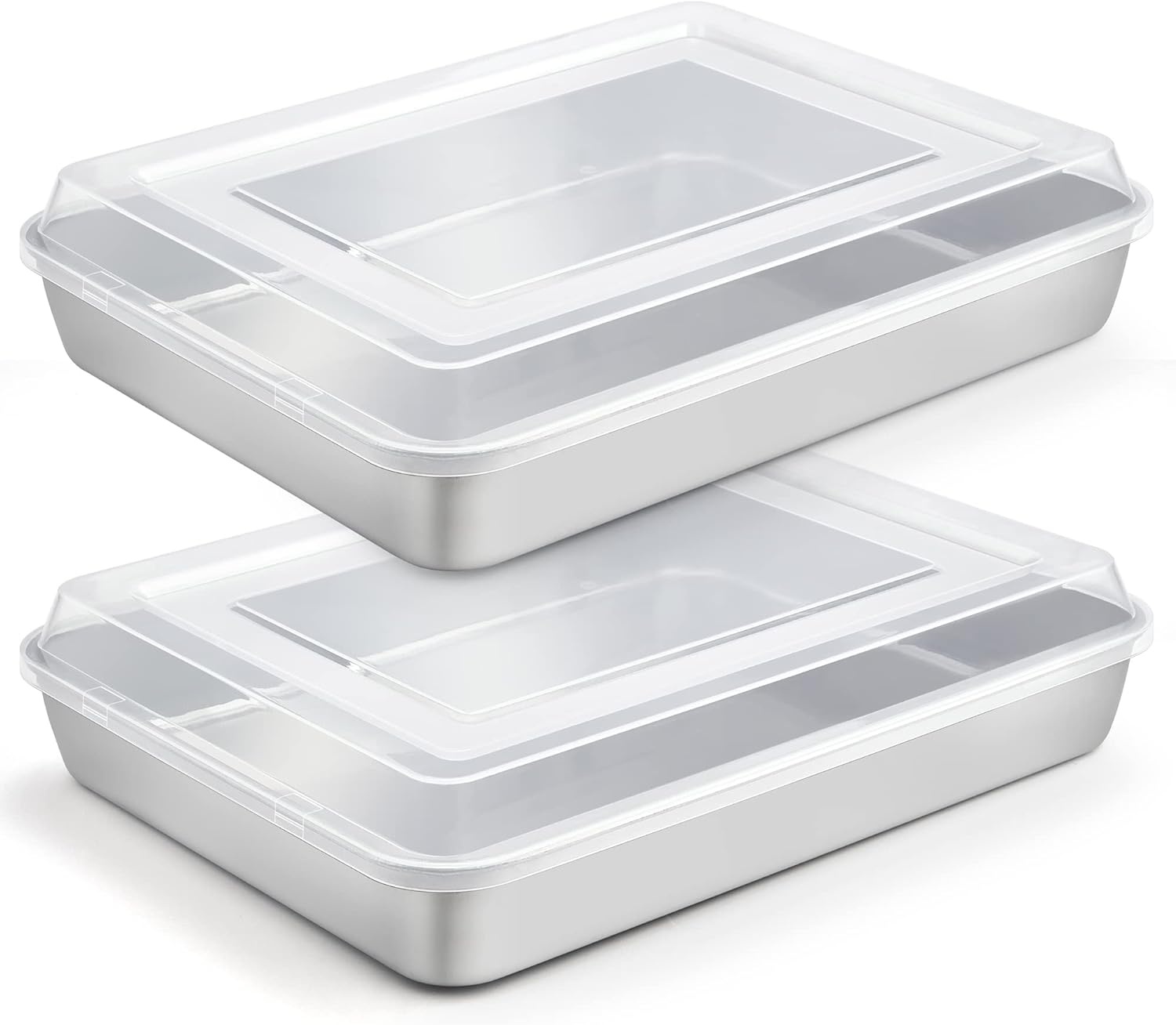 image:imageTeamFar Baking Pan with Lid 93x 7 Stainless Steel Rectangular Cake Lasagna Pan with Cover for Cake Brownie Casseroles Healthy amp Sturdy Oven amp Dishwasher Safe 1 Pan 1 Lid4