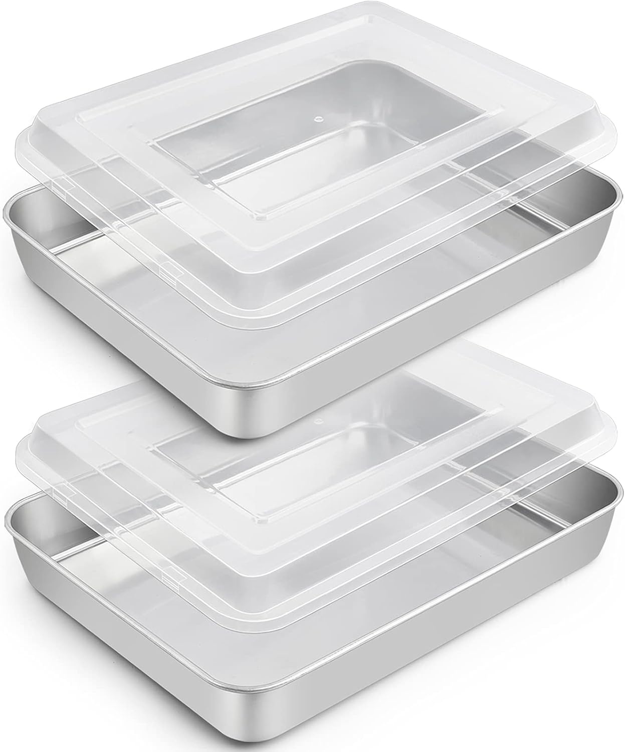 image:imageTeamFar Baking Pan with Lid 93x 7 Stainless Steel Rectangular Cake Lasagna Pan with Cover for Cake Brownie Casseroles Healthy amp Sturdy Oven amp Dishwasher Safe 1 Pan 1 Lid4