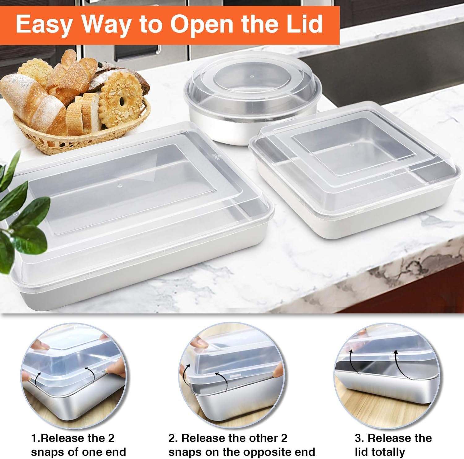 image:imageTeamFar Stainless Steel Bakeware Set of 8 Baking Roasting Pan Set with Lid Lasagna Pan with lid Square amp Round Cake Pan Loaf Pan amp Muffin Pan Healthy amp Sturdy Dishwasher Safe amp Smooth
