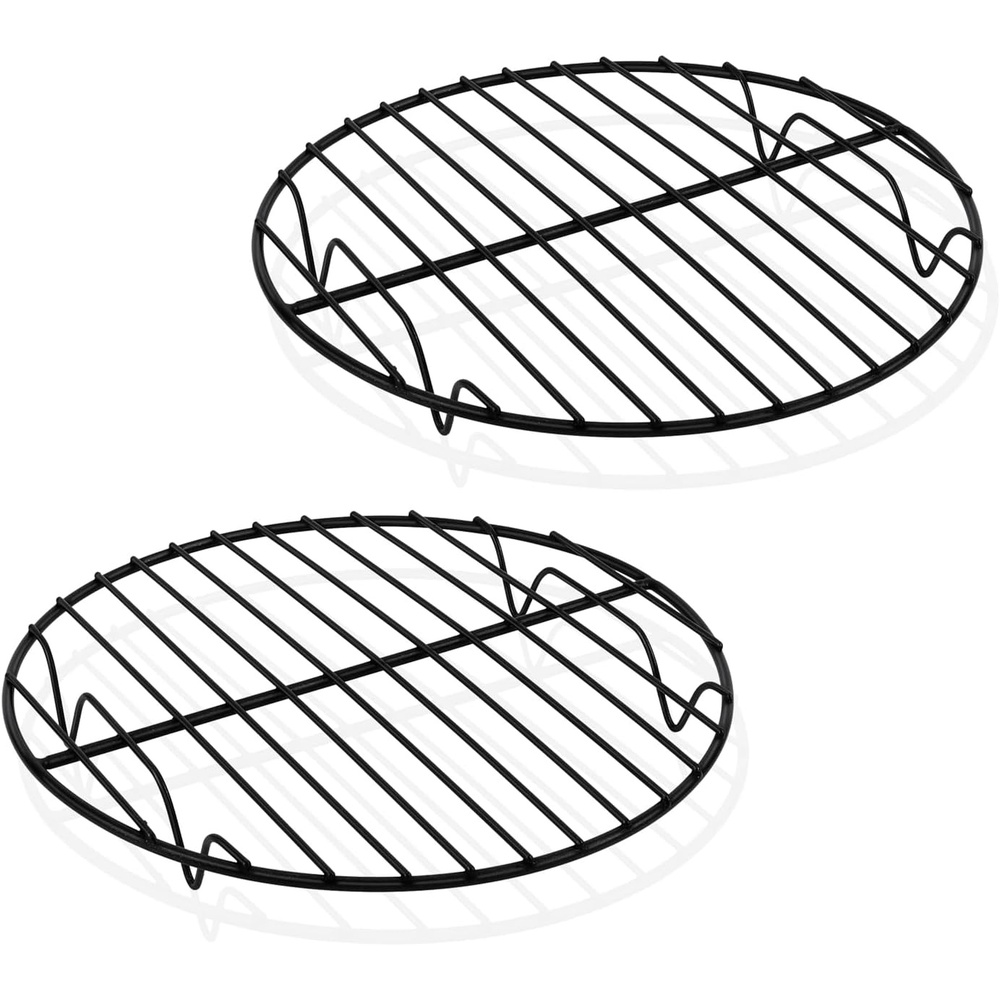 image:imageTeamFar 105 Inch NonStick Cooling Rack Round Coated Stainless Steel Cooking Wire Rack Set of 2 for BakingRoastingSteamingCooling Healthy amp HeavyDuty Oven Safe amp Easy to Clean2
