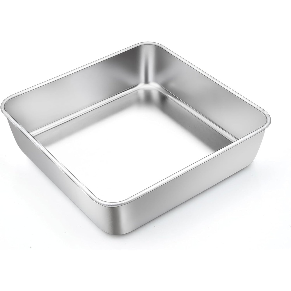 image:imageTeamFar 6 Inch Square Cake Pan Stainless Steel Square Baking Pan for Lasagna Cake Brownie Healthy amp Heavy Duty Dishwasher Safe amp Easy Clean Brushed Surface amp Smooth Edge Set of 21