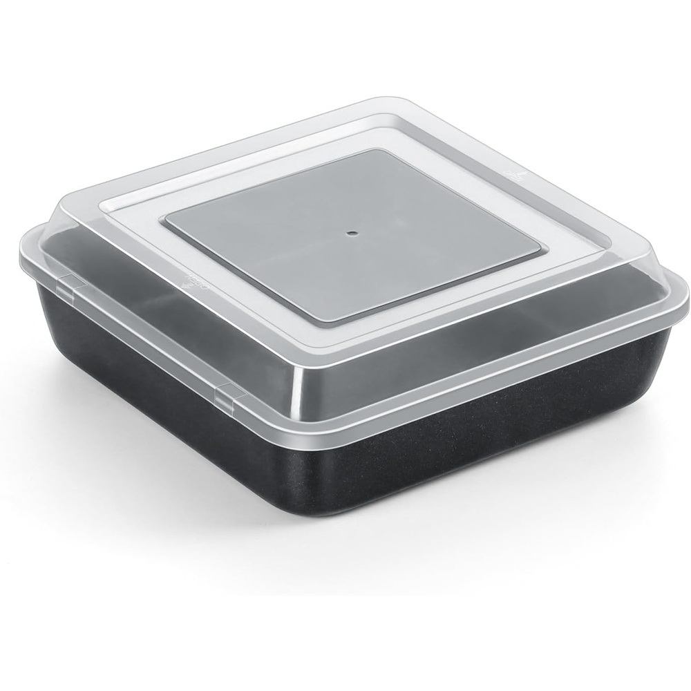 image:imageTeamFar 9x9 Inch Square Cake Pan with Lid NonStick Square Baking Roasting Pan with Stainless Steel Core for Cooking Brownie Lasagna NonToxic amp HeavyDuty Release amp Clean Easily 1 Pan1 Lid