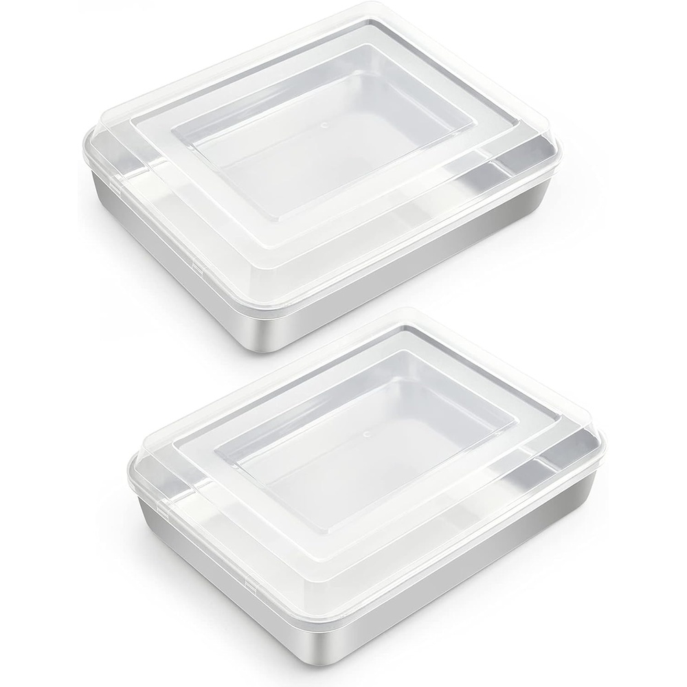 image:imageTeamFar Baking Pan with Lid 93x 7 Stainless Steel Rectangular Cake Lasagna Pan with Cover for Cake Brownie Casseroles Healthy amp Sturdy Oven amp Dishwasher Safe 1 Pan 1 Lid4