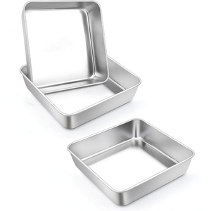 image:imageTeamFar 6 Inch Square Cake Pan Stainless Steel Square Baking Pan for Lasagna Cake Brownie Healthy amp Heavy Duty Dishwasher Safe amp Easy Clean Brushed Surface amp Smooth Edge Set of 23
