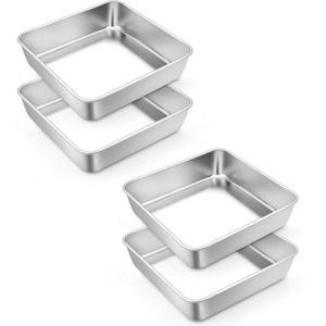 image:imageTeamFar 6 Inch Square Cake Pan Stainless Steel Square Baking Pan for Lasagna Cake Brownie Healthy amp Heavy Duty Dishwasher Safe amp Easy Clean Brushed Surface amp Smooth Edge Set of 24