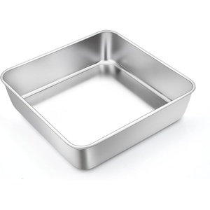 image:imageTeamFar 6 Inch Square Cake Pan Stainless Steel Square Baking Pan for Lasagna Cake Brownie Healthy amp Heavy Duty Dishwasher Safe amp Easy Clean Brushed Surface amp Smooth Edge Set of 21
