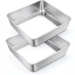 image:imageTeamFar 6 Inch Square Cake Pan Stainless Steel Square Baking Pan for Lasagna Cake Brownie Healthy amp Heavy Duty Dishwasher Safe amp Easy Clean Brushed Surface amp Smooth Edge Set of 22