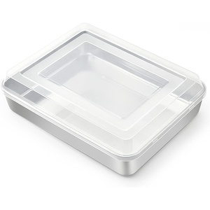 image:imageTeamFar Baking Pan with Lid 93x 7 Stainless Steel Rectangular Cake Lasagna Pan with Cover for Cake Brownie Casseroles Healthy amp Sturdy Oven amp Dishwasher Safe  1 Pan  1 Lid2