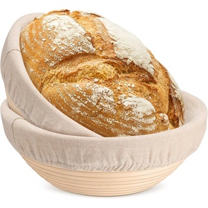 image:imageTeamFar Bread Proofing Basket Set of 2 Sourdough Bread Baking Supplies 10 Inch Oval Proofing Baskets for Sourdough Bread Baking Proofing Bowls with Liner for Dough FermentationRound
