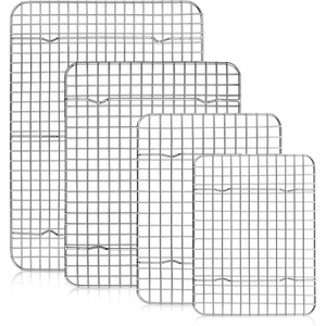 image:imageTeamFar Cooling Rack Set of 4 Stainless Steel Grid Cooking Roasting Racks for Various Size Baking Sheet Toaster Oven Pan Healthy amp Heavy Duty Mirror Finish amp Dishwasher SafeStainless Steel