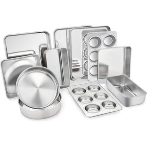 image:imageTeamFar Stainless Steel Bakeware Set of 11 Toaster Oven Baking Pan Set Lasagna Pan Square amp Round Cake Pan Loaf Pan amp Muffin Pan Healthy amp Heavy Duty Dishwasher Safe amp Smooth