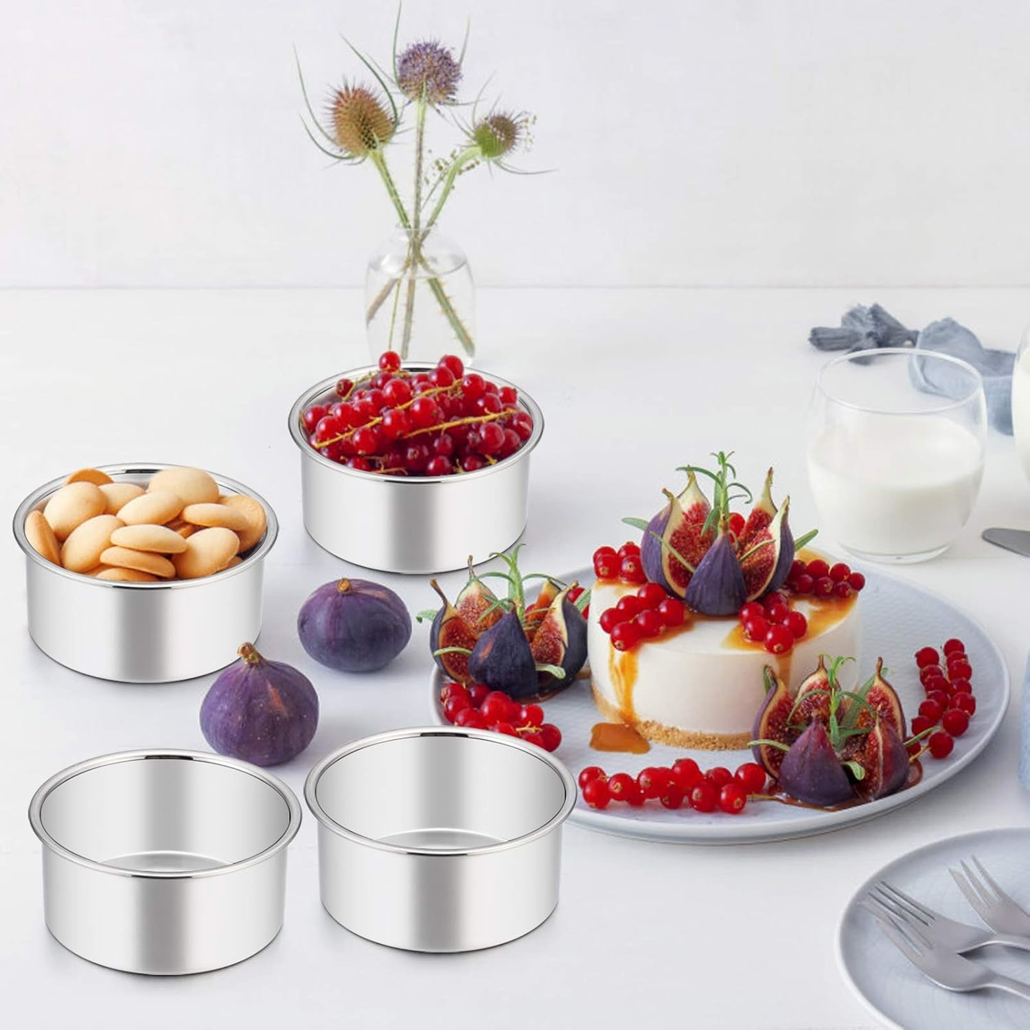 image:imageTeamFar 4 Inch Cake Pan 6pcs Mini Round Baking Layer Cake Pan with NonStick Coating Stainless Steel Core for Birthday Party Wedding Healthy amp Heatproof Release Easily amp Easy CleanSilver