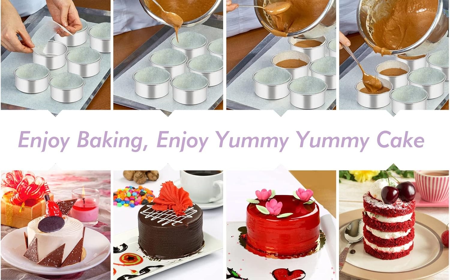 image:imageTeamFar 4 Inch Cake Pan 6pcs Mini Round Baking Layer Cake Pan with NonStick Coating Stainless Steel Core for Birthday Party Wedding Healthy amp Heatproof Release Easily amp Easy CleanSilver