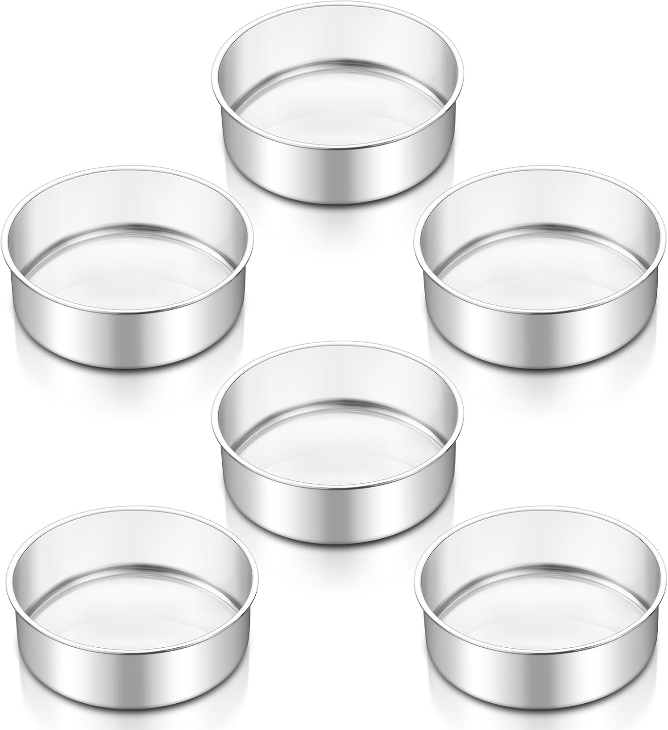 image:imageTeamFar 4 Inch Cake Pan 6pcs Mini Round Baking Layer Cake Pan with NonStick Coating Stainless Steel Core for Birthday Party Wedding Healthy amp Heatproof Release Easily amp Easy CleanSilver