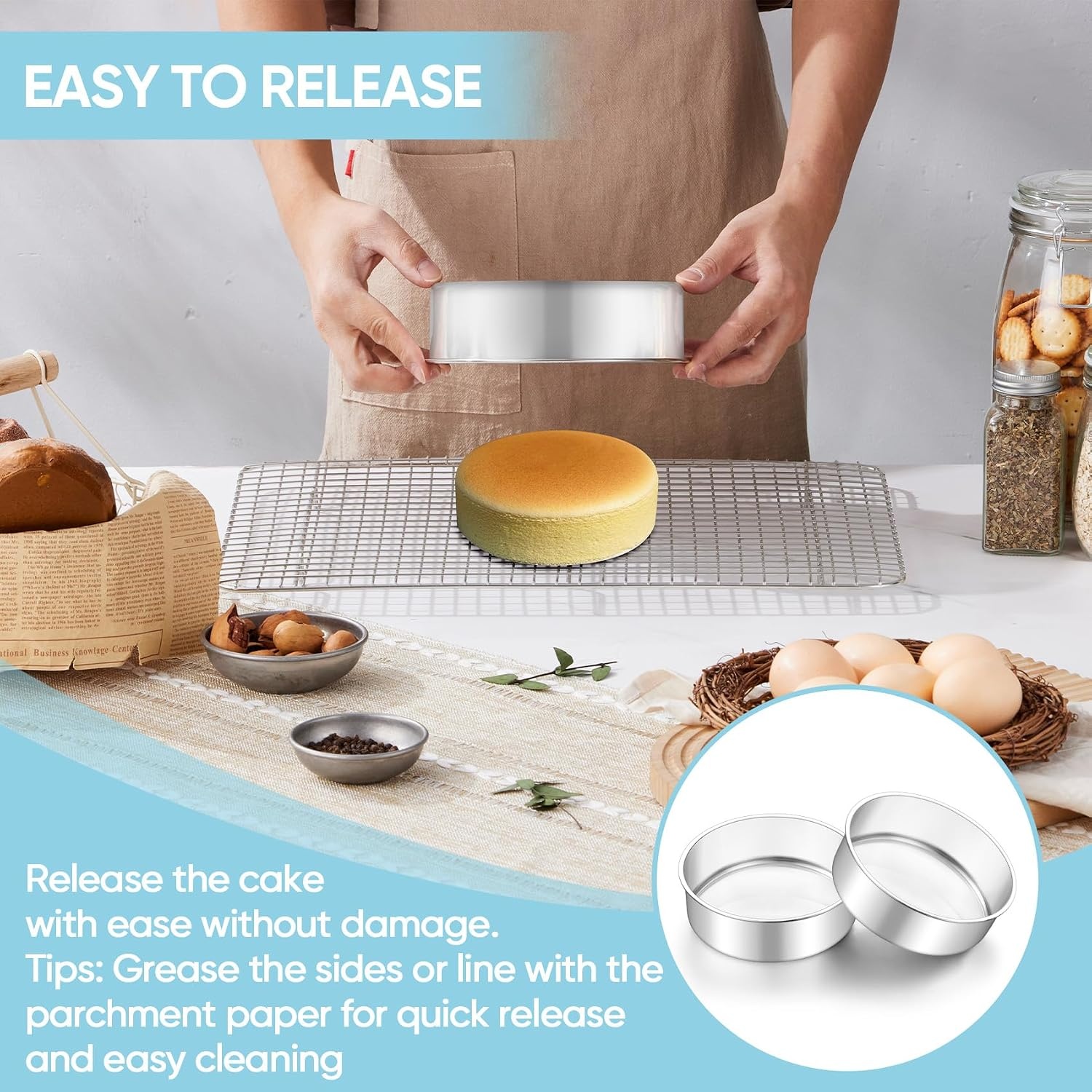 image:imageTeamFar 4 Inch Cake Pan 6pcs Mini Round Baking Layer Cake Pan with NonStick Coating Stainless Steel Core for Birthday Party Wedding Healthy amp Heatproof Release Easily amp Easy CleanSilver