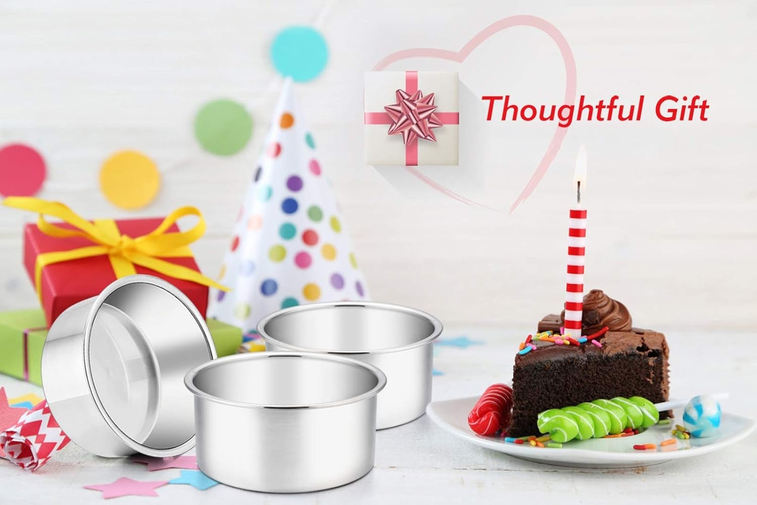 image:imageTeamFar 4 Inch Cake Pan 6pcs Mini Round Baking Layer Cake Pan with NonStick Coating Stainless Steel Core for Birthday Party Wedding Healthy amp Heatproof Release Easily amp Easy CleanSilver