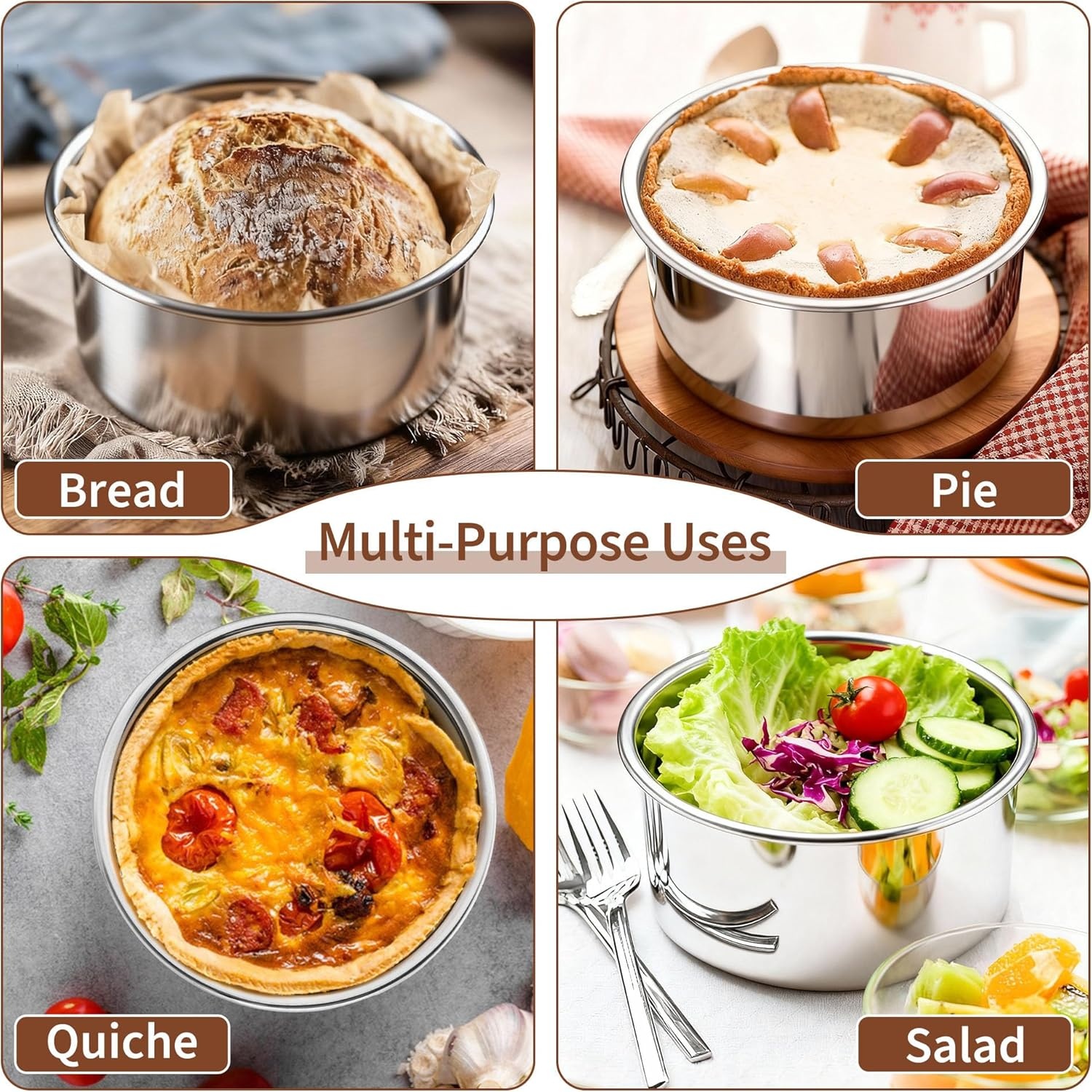 image:imageTeamFar 4 Inch Cake Pan Set of 4 Stainless Steel Mini Round Layer Cake Baking Pans Tins Set For Baking Steaming Serving Healthy amp Sturdy Mirror Finish amp Dishwasher Safe5inch