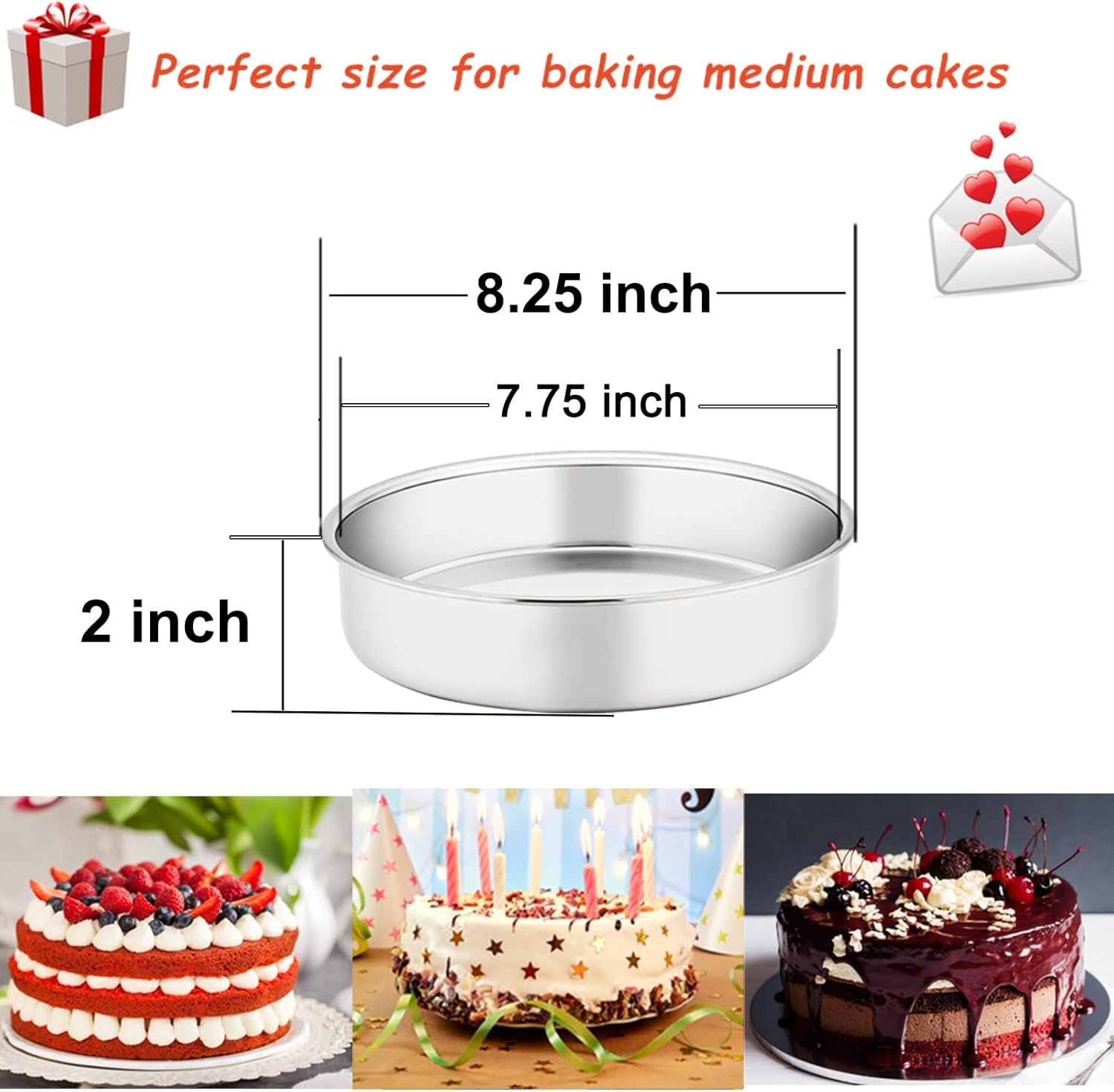 image:imageTeamFar 4 Inch Cake Pan Set of 4 Stainless Steel Mini Round Layer Cake Baking Pans Tins Set For Baking Steaming Serving Healthy amp Sturdy Mirror Finish amp Dishwasher Safe8inch