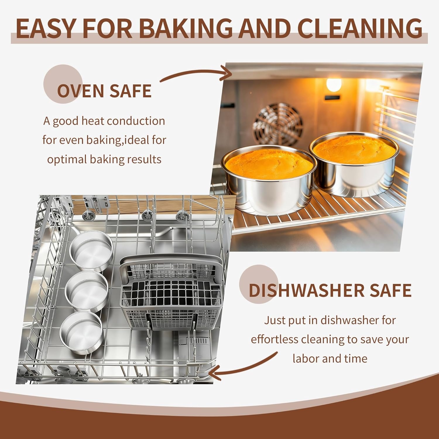 image:imageTeamFar 4 Inch Cake Pan Set of 4 Stainless Steel Mini Round Layer Cake Baking Pans Tins Set For Baking Steaming Serving Healthy amp Sturdy Mirror Finish amp Dishwasher Safe5inch