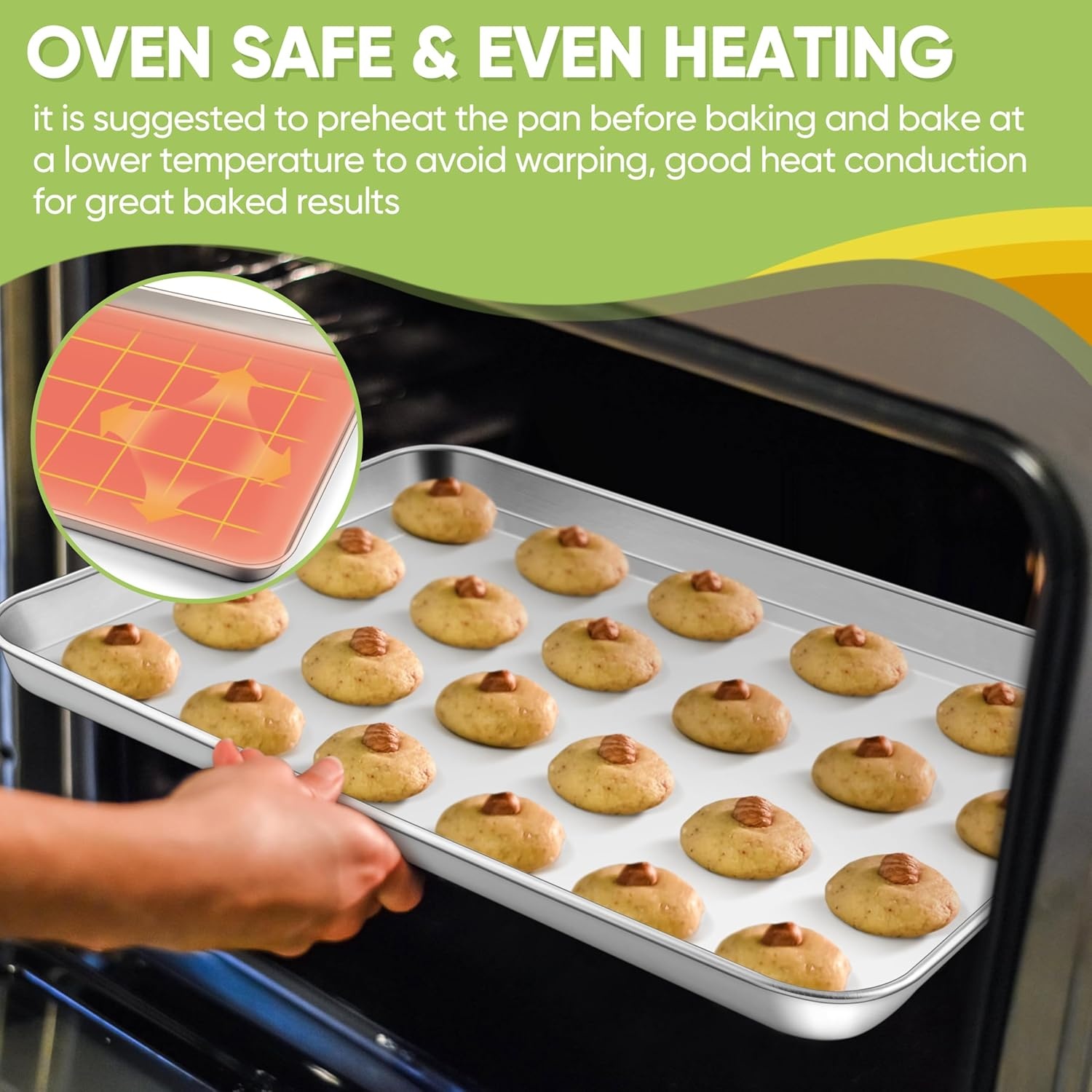 image:imageTeamFar Baking Sheet 176 x 13 x 1 Stainless Steel Large Cookie Sheet Baking Tray Pan for Oven NonToxic amp Healthy Rust Free amp Heavy Duty Mirror Finish amp Dishwasher Safe196 x 1375 x 13