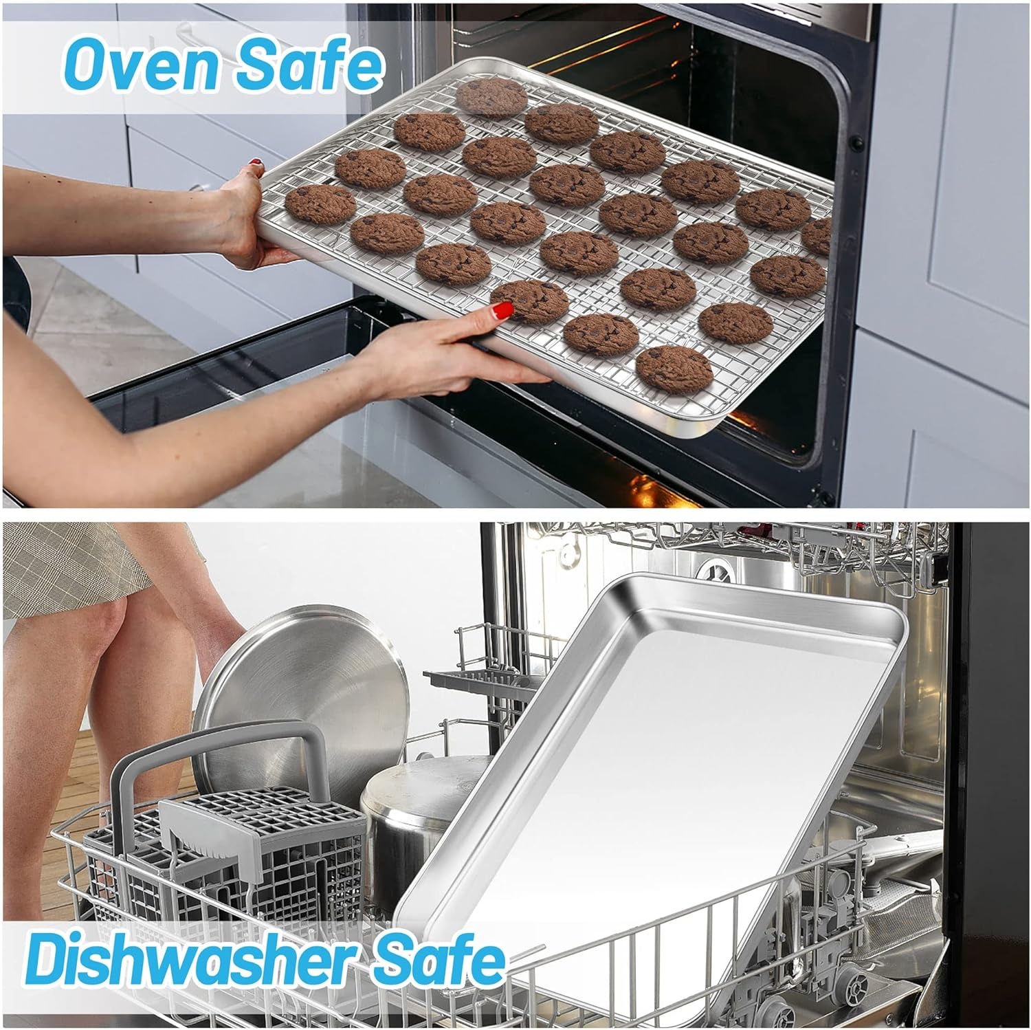 image:imageTeamFar Baking Sheet 176 x 13 x 1 Stainless Steel Large Cookie Sheet Baking Tray Pan for Oven NonToxic amp Healthy Rust Free amp Heavy Duty Mirror Finish amp Dishwasher Safe176 x 13 x 1