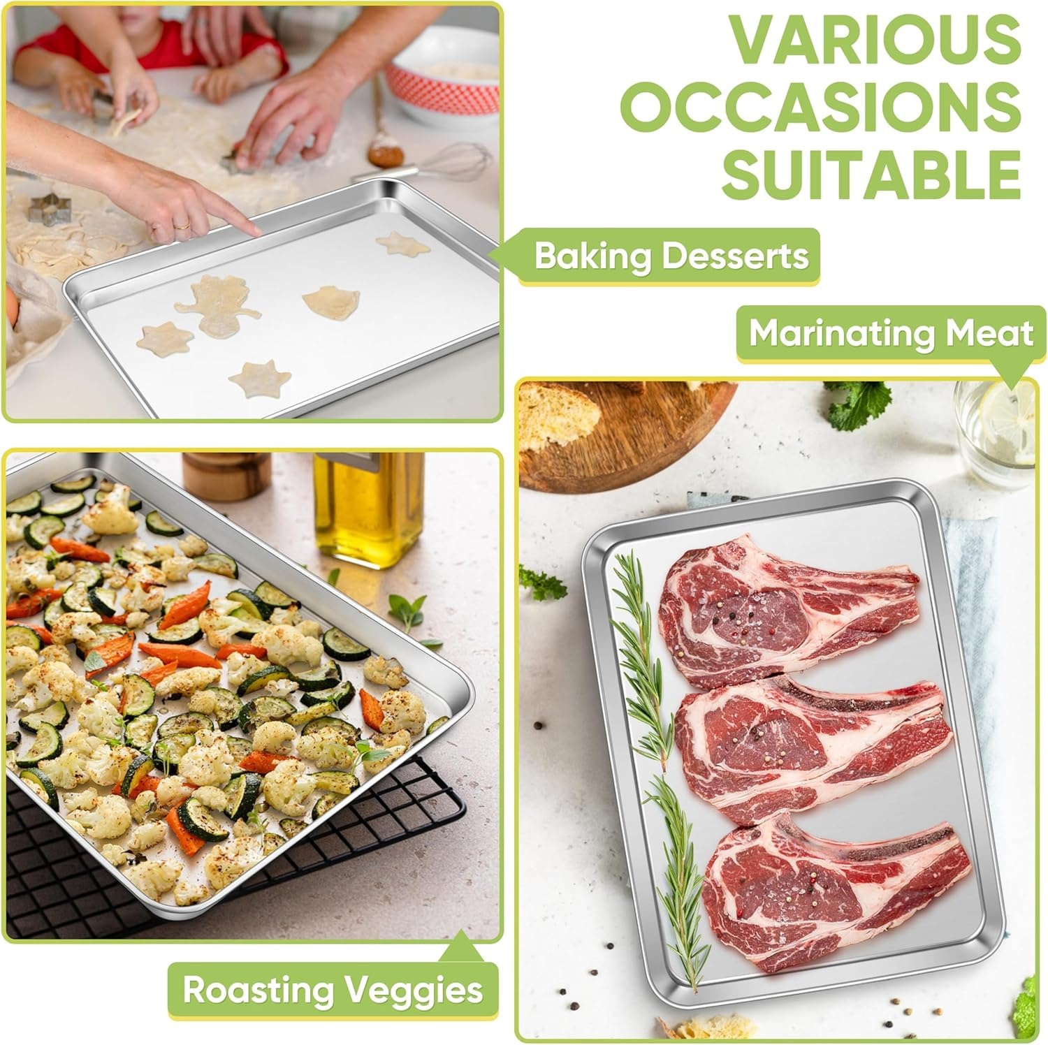 image:imageTeamFar Baking Sheet 176 x 13 x 1 Stainless Steel Large Cookie Sheet Baking Tray Pan for Oven NonToxic amp Healthy Rust Free amp Heavy Duty Mirror Finish amp Dishwasher Safe196 x 1375 x 13