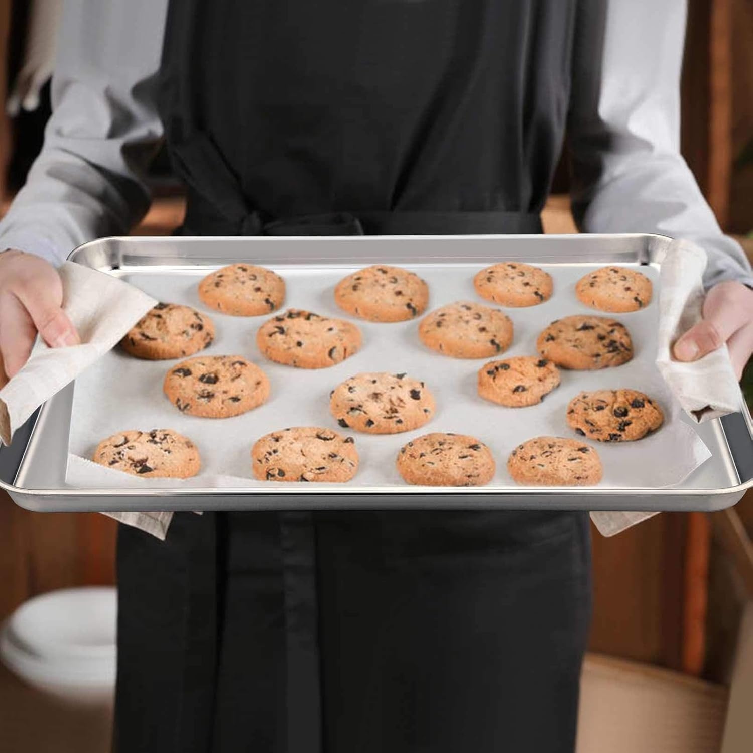 image:imageTeamFar Baking Sheet 176 x 13 x 1 Stainless Steel Large Cookie Sheet Baking Tray Pan for Oven NonToxic amp Healthy Rust Free amp Heavy Duty Mirror Finish amp Dishwasher Safe124 x 97 x 1