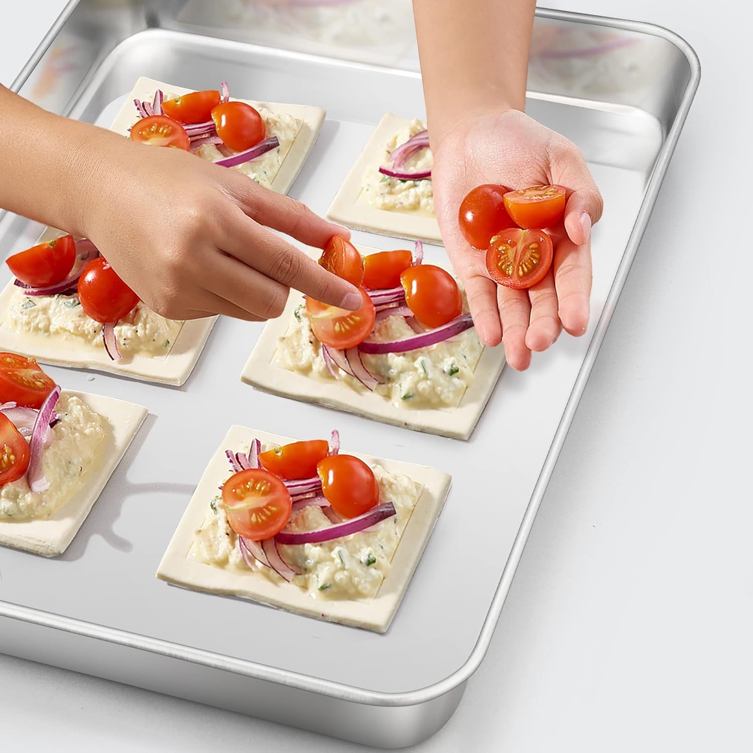 image:imageTeamFar Baking Sheet 176 x 13 x 1 Stainless Steel Large Cookie Sheet Baking Tray Pan for Oven NonToxic amp Healthy Rust Free amp Heavy Duty Mirror Finish amp Dishwasher Safe176 x 13 x 1