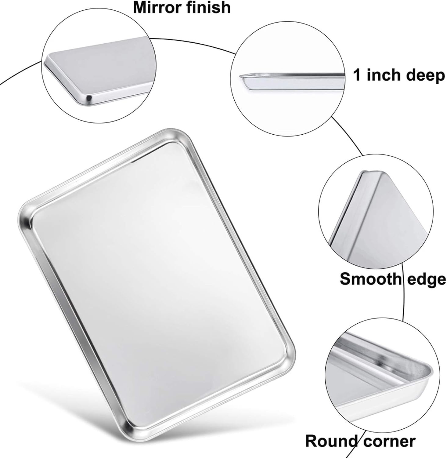 image:imageTeamFar Baking Sheet 176 x 13 x 1 Stainless Steel Large Cookie Sheet Baking Tray Pan for Oven NonToxic amp Healthy Rust Free amp Heavy Duty Mirror Finish amp Dishwasher Safe124 x 97 x 1