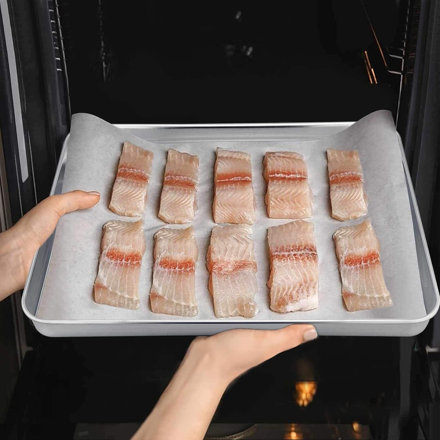 image:imageTeamFar Baking Sheet 176 x 13 x 1 Stainless Steel Large Cookie Sheet Baking Tray Pan for Oven NonToxic amp Healthy Rust Free amp Heavy Duty Mirror Finish amp Dishwasher Safe124 x 97 x 1