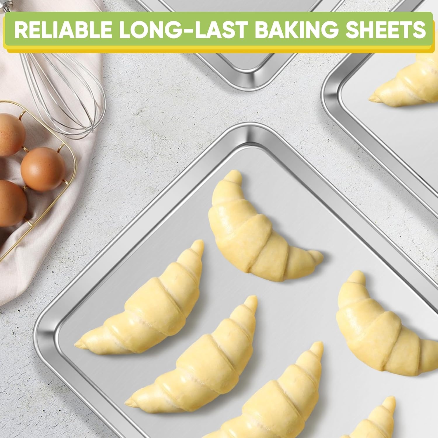 image:imageTeamFar Baking Sheet 176 x 13 x 1 Stainless Steel Large Cookie Sheet Baking Tray Pan for Oven NonToxic amp Healthy Rust Free amp Heavy Duty Mirror Finish amp Dishwasher Safe196 x 1375 x 13