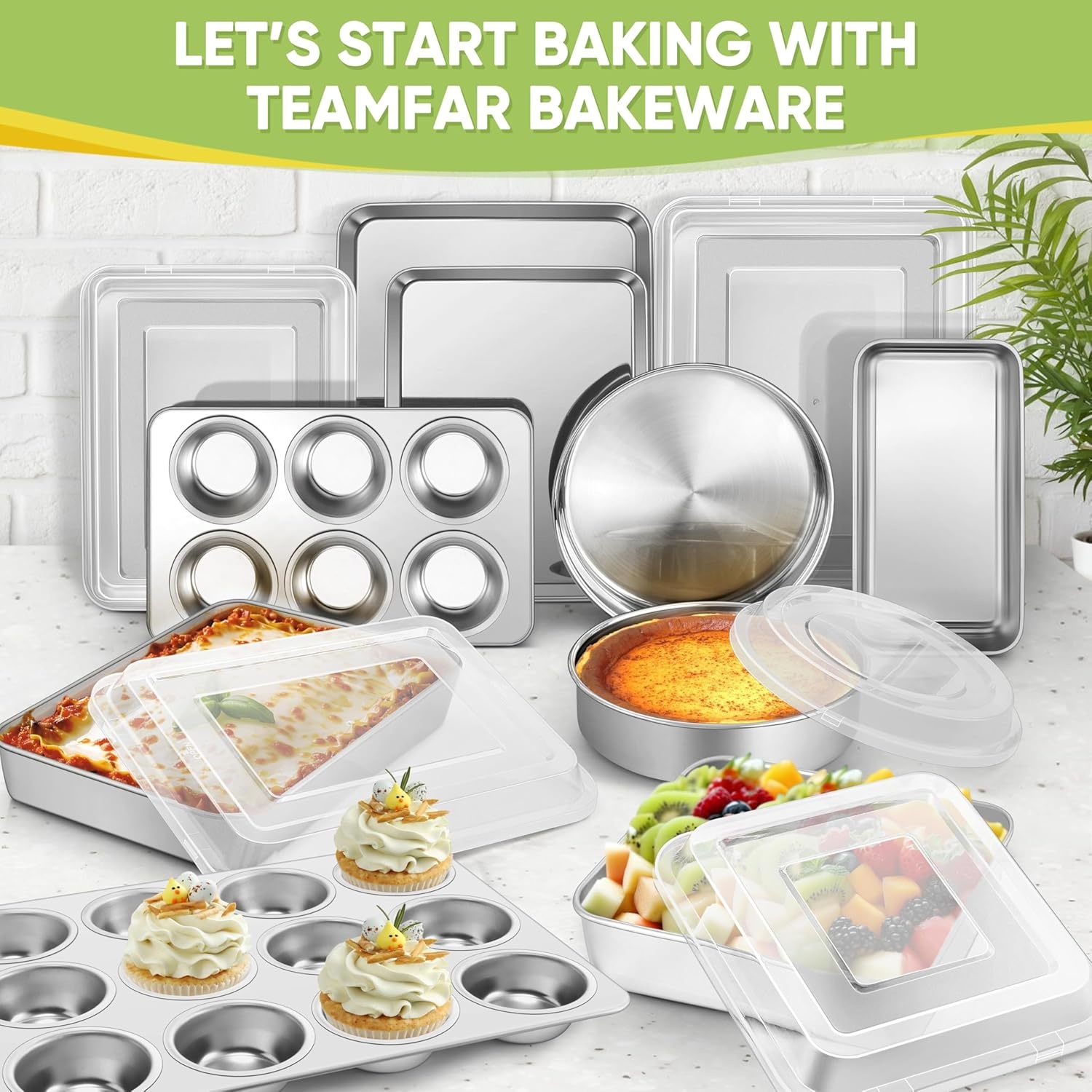 image:imageTeamFar Baking Sheet 176 x 13 x 1 Stainless Steel Large Cookie Sheet Baking Tray Pan for Oven NonToxic amp Healthy Rust Free amp Heavy Duty Mirror Finish amp Dishwasher Safe196 x 1375 x 13