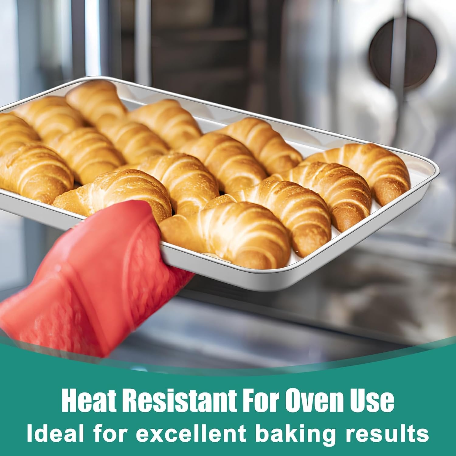 image:imageTeamFar Baking Sheet Set of 3 1612593 Inch Stainless Steel Cookie Sheets Baking Pans Metal Oven Baking Tray for Cooking Roasting Serving NonToxic amp Mirror Finish amp Dishwasher Safe16 125 93