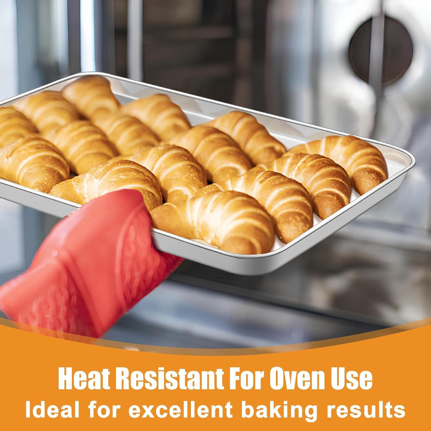 image:imageTeamFar Baking Sheet Set of 3 1612593 Inch Stainless Steel Cookie Sheets Baking Pans Metal Oven Baking Tray for Cooking Roasting Serving NonToxic amp Mirror Finish amp Dishwasher Safe16 125 105
