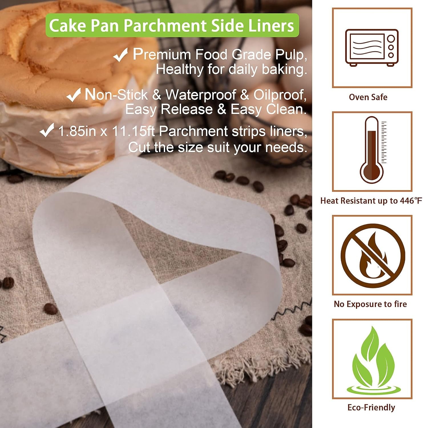 image:imageTeamFar Cake Pan Liner 185in x 111ft Parchment Paper Liner Roll Nonstick Side Liner for Baking Roasting Healthy amp NonStick Heat Resistant amp Water Proof2 Rolls185 in x 111 ft