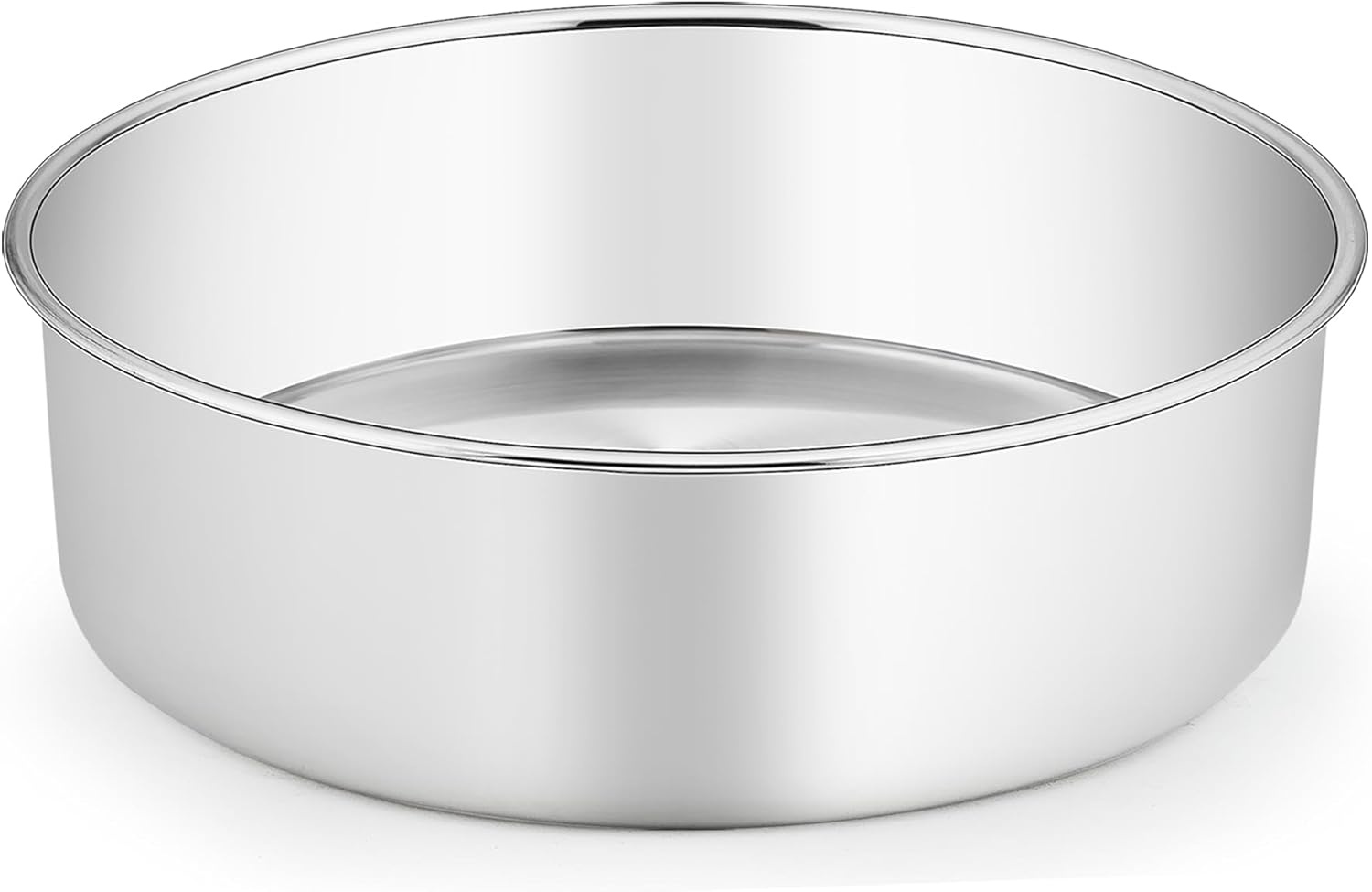 image:imageTeamFar Round Cake Pan 8 x 3 Stainless Steel Deep Baking Roasting Cake Pan for Birthday Party Wedding NonToxic amp Heavy Duty Deep amp Straight Wall Mirror Finish amp Dishwasher Safe1