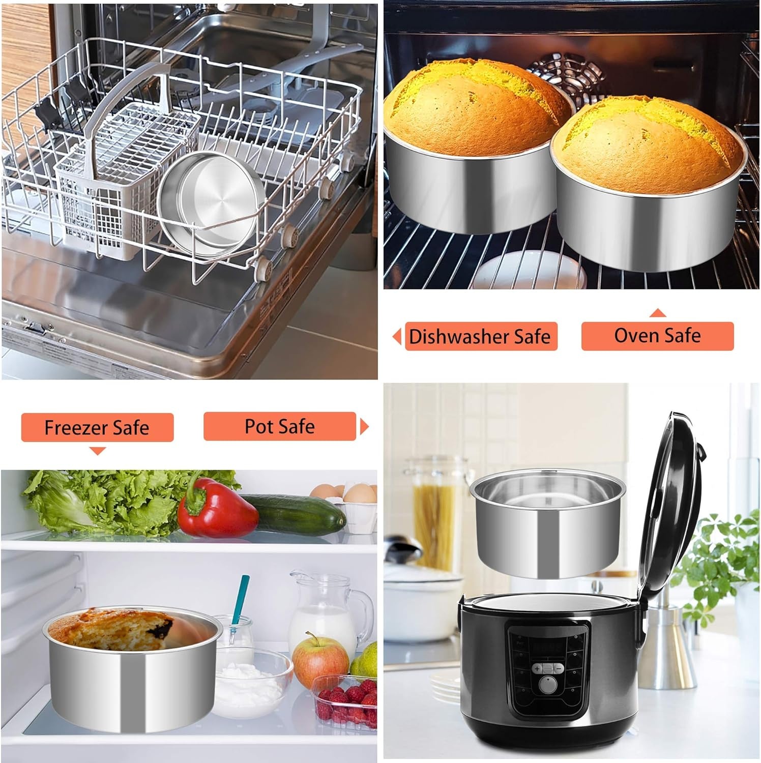 image:imageTeamFar Round Cake Pan 8 x 3 Stainless Steel Deep Baking Roasting Cake Pan for Birthday Party Wedding NonToxic amp Heavy Duty Deep amp Straight Wall Mirror Finish amp Dishwasher Safe2
