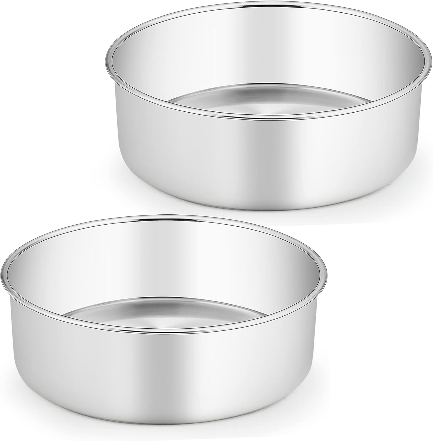 image:imageTeamFar Round Cake Pan 8 x 3 Stainless Steel Deep Baking Roasting Cake Pan for Birthday Party Wedding NonToxic amp Heavy Duty Deep amp Straight Wall Mirror Finish amp Dishwasher Safe2