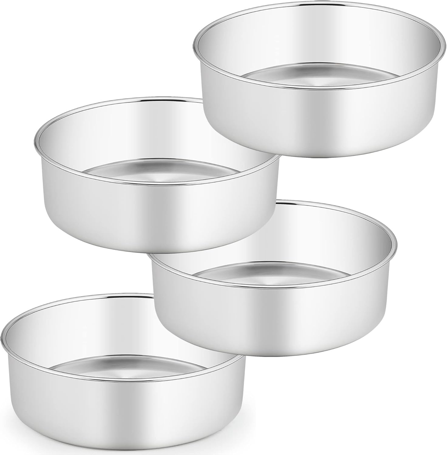 image:imageTeamFar Round Cake Pan 8 x 3 Stainless Steel Deep Baking Roasting Cake Pan for Birthday Party Wedding NonToxic amp Heavy Duty Deep amp Straight Wall Mirror Finish amp Dishwasher Safe4