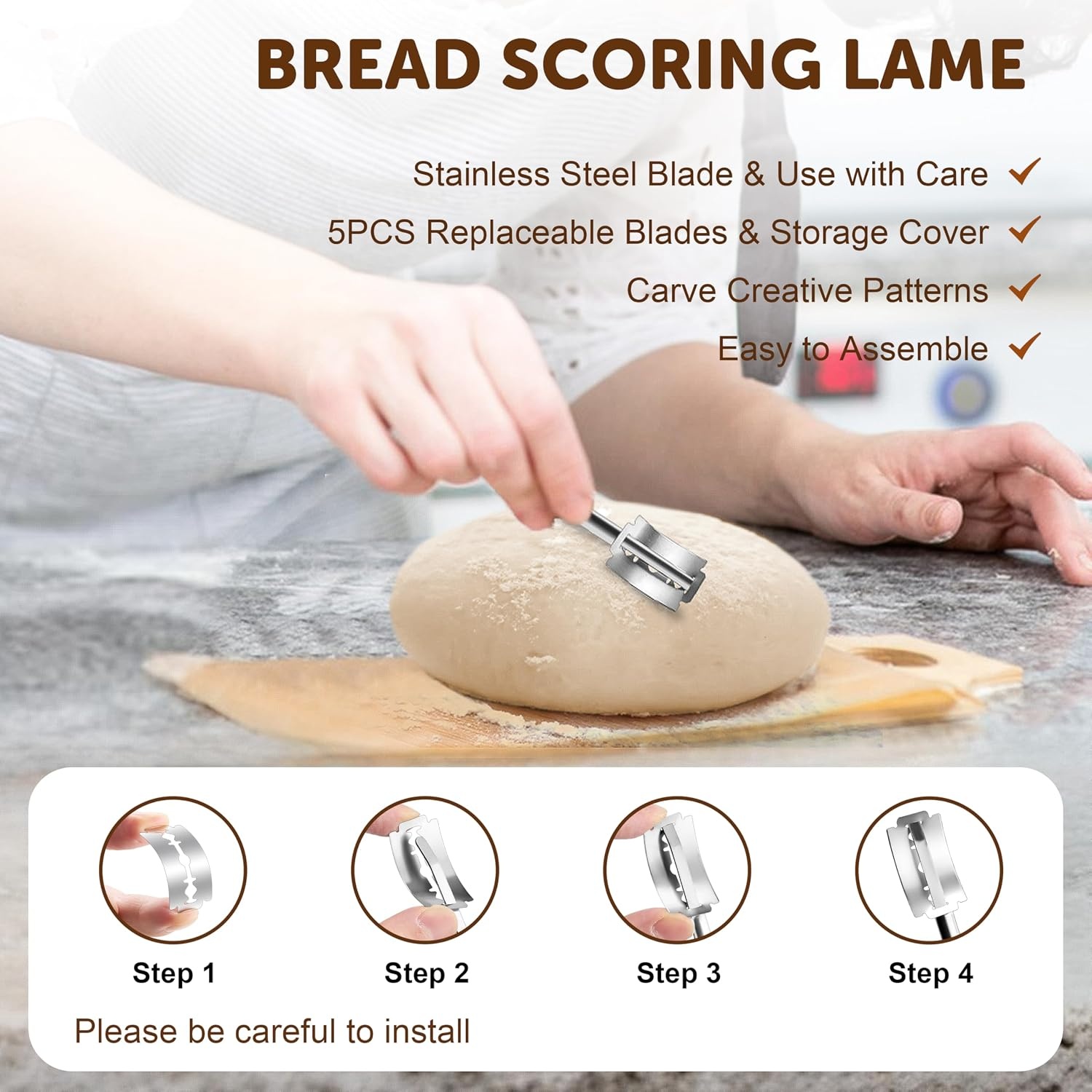 image:imageTeamFar Sourdough Bread Baking Supplies 9 Round and 10 Oval Sourdough Starter Kit Proofing Basket Set with Cloth Liner Bread Lame Whisk Dough Bowl Scraper Brush