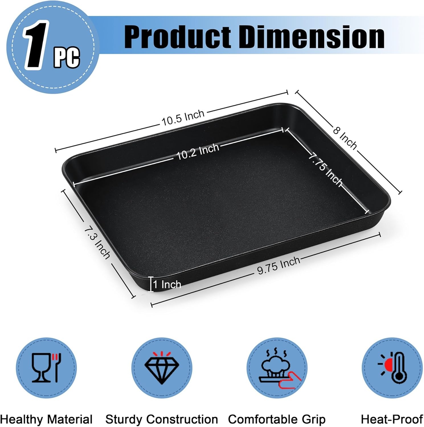 image:imageTeamFar Toaster Oven Pans 925 x 7 x 1 Inch Carbon Steel Non Stick Coated Mini Toaster Oven Tray for Baking Roasting NonToxic amp Heavy Duty Roll Edge amp Easy Clean 2 PCS1